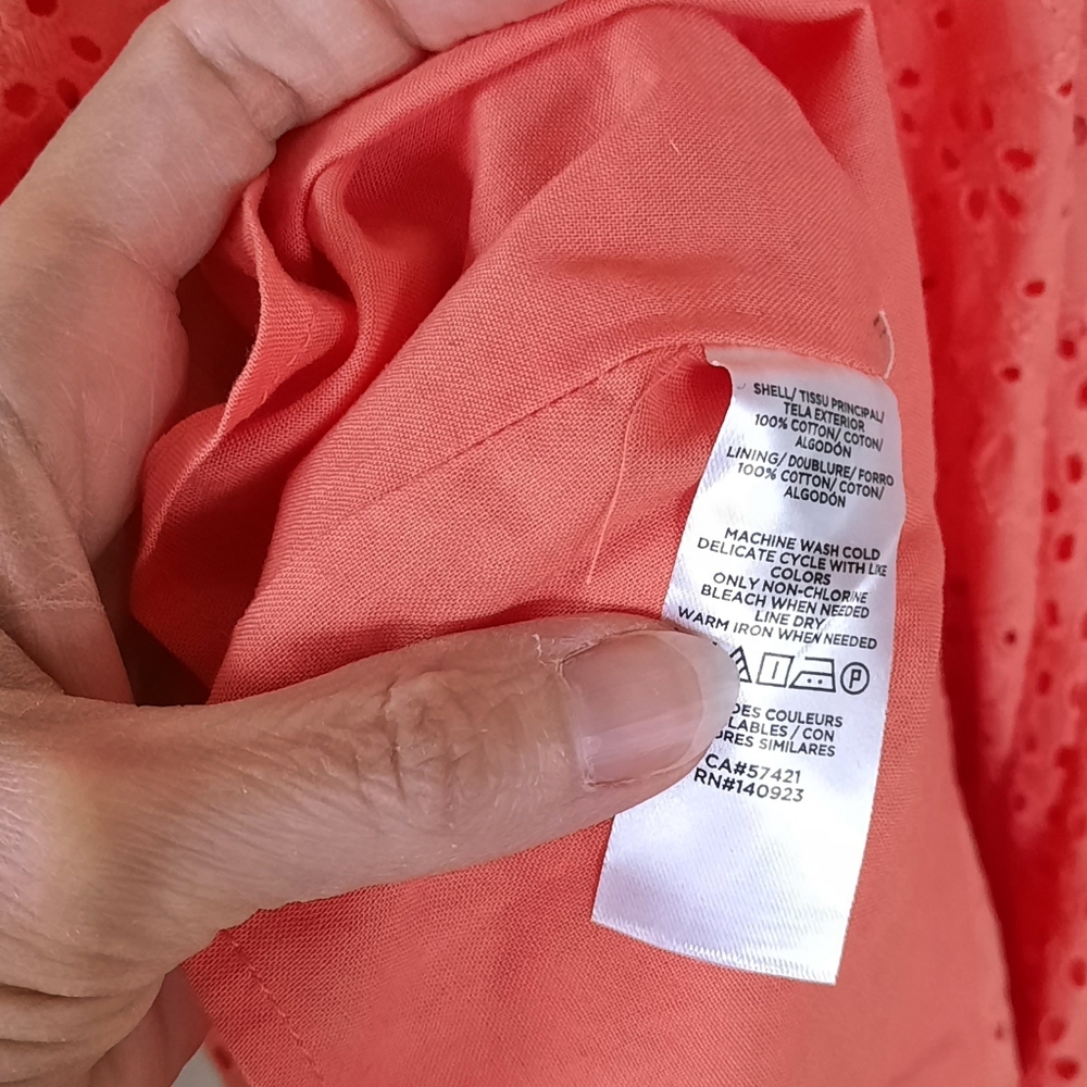Loft Coral Eyelet Cotton Tiered Sun Dress - Picture 5 of 6
